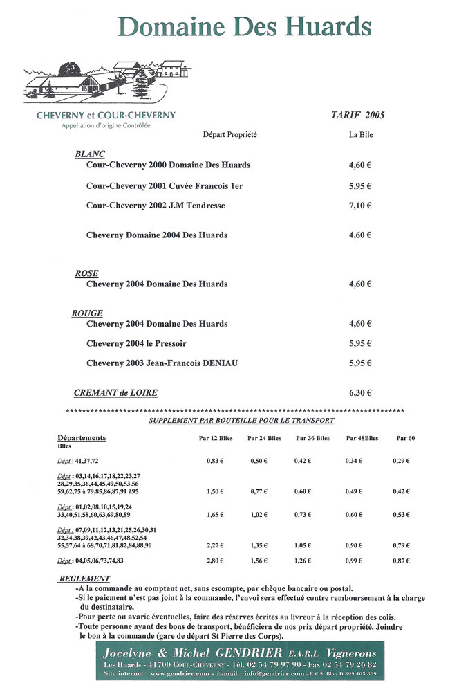 Tarif particuliers 2005