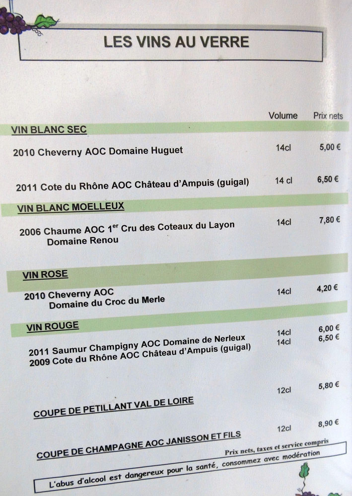 Vins au verre