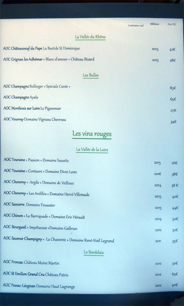 la suite et les vins rouges