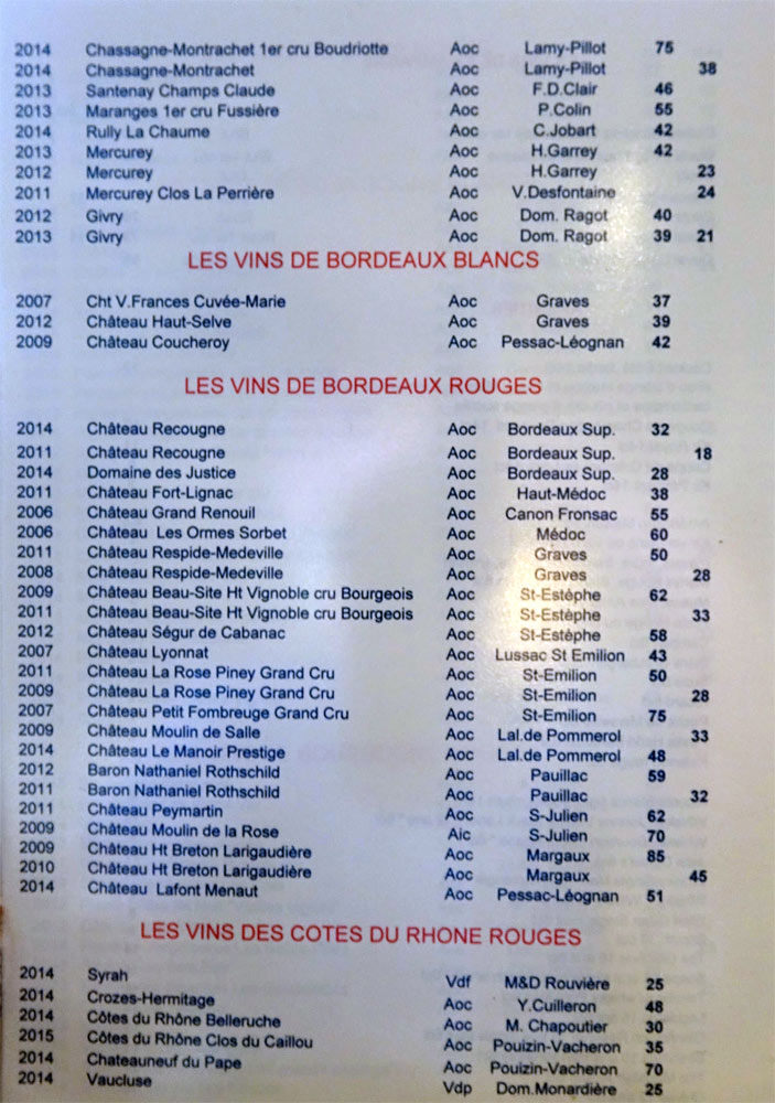 Les vins de Bordeaux blancs & rouges, les vins des Côtes du Rhône rouges