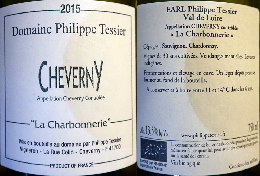 Cheverny blanc 2015 "La Charbonnerie" - Philippe Tessier