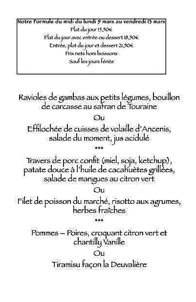 Le "menu déjeuner" de la semaine à 21 € 50 !