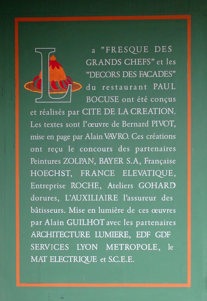 Quelques renseignements sur la fresque des "Grands chefs"