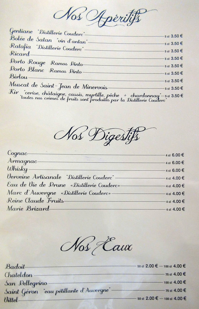 Apéritifs, digestifs & eaux