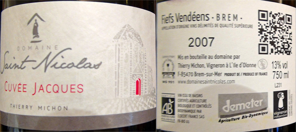 Fiefs vendéens Brem Cuvée Jacques 2007 deThierry Michon