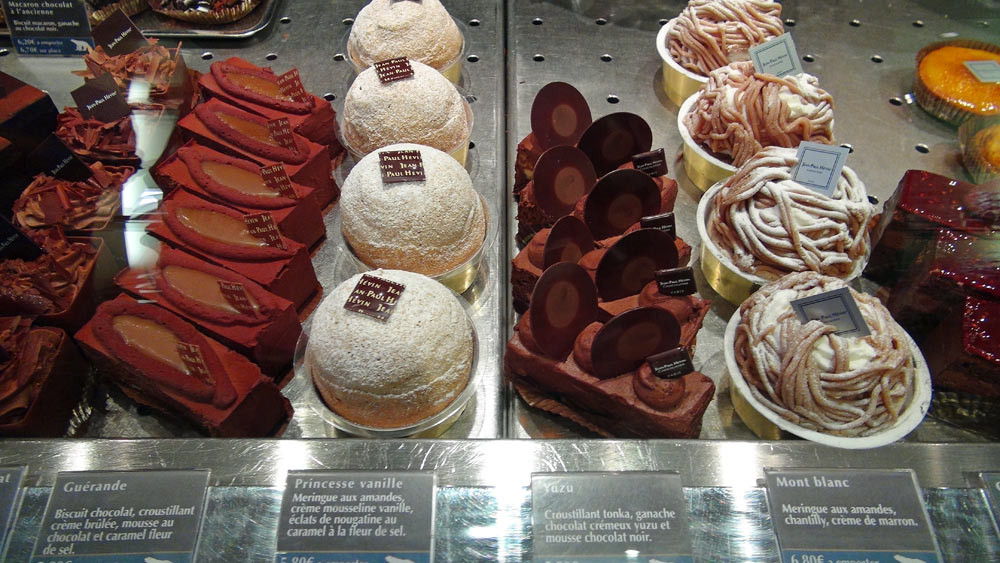 Mousse au chocolat - Guérande - Princesse vanille - Yuzu - Mont Blanc - Chocolat/framboise - Tartelette à l'orange 