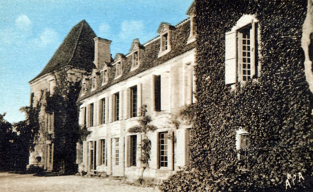Carte postale du château Bosc colorisée (Carte ARA de Poux à Albi - 1954 ?)