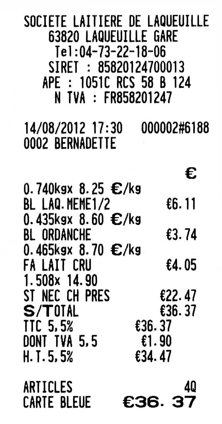 Le ticket de caisse