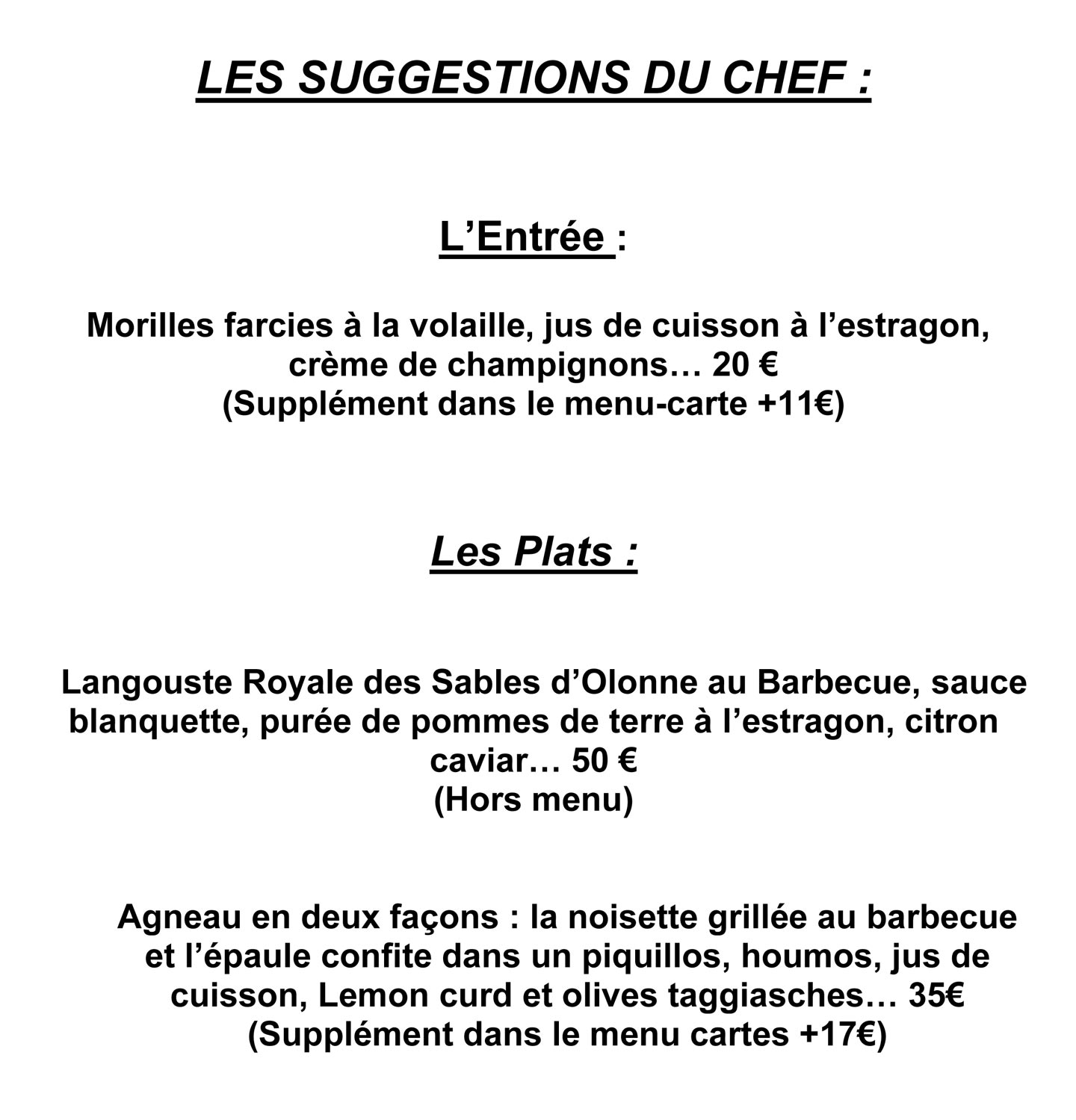 Suggestions du jour
