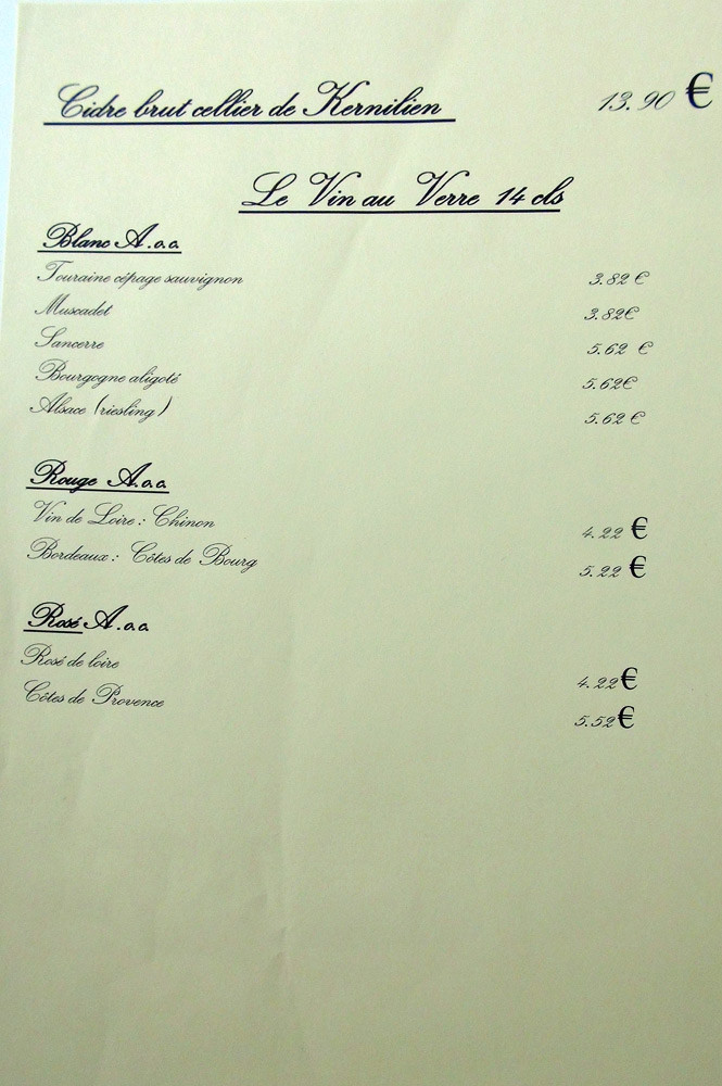 Cidre et vins au verre