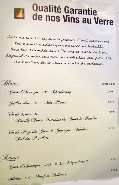 Vins au verre