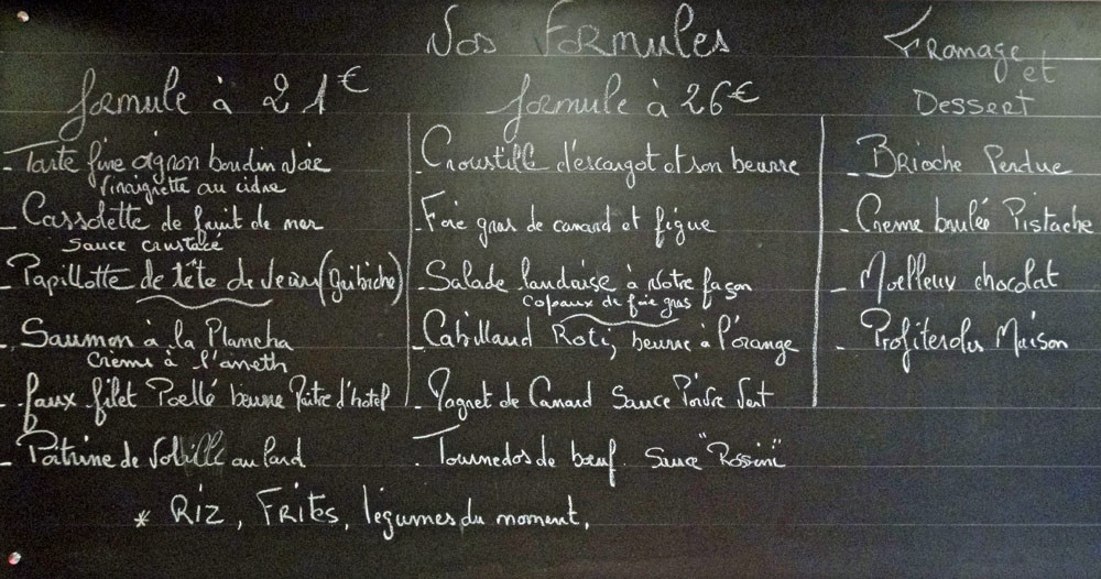 Les formules à l'ardoise