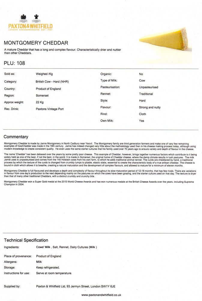 Fiche Montgomery Cheddar