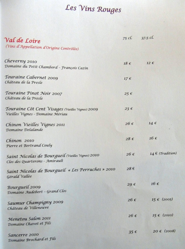 Vins rouges de Loire