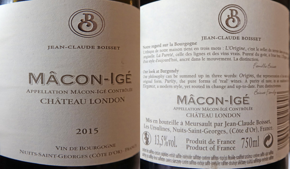 Mâcon Igé blanc 2015 château London