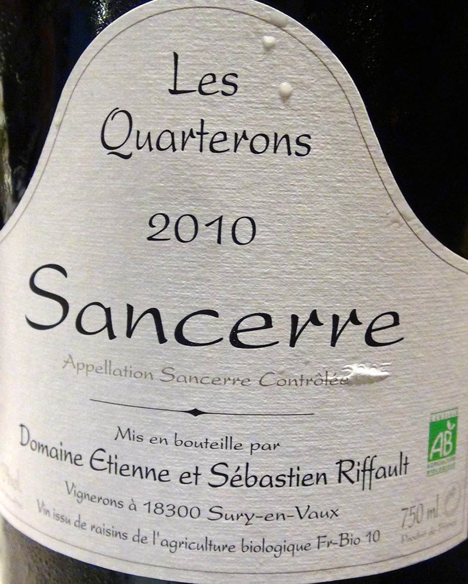 Sancerre 2010 "Les Quarterons" d'Etienne & Sébastien Riffault
