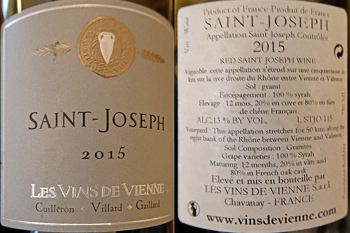 Saint-Joseph rouge 2015 Les vins de Vienne