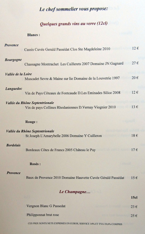 Vins au verre