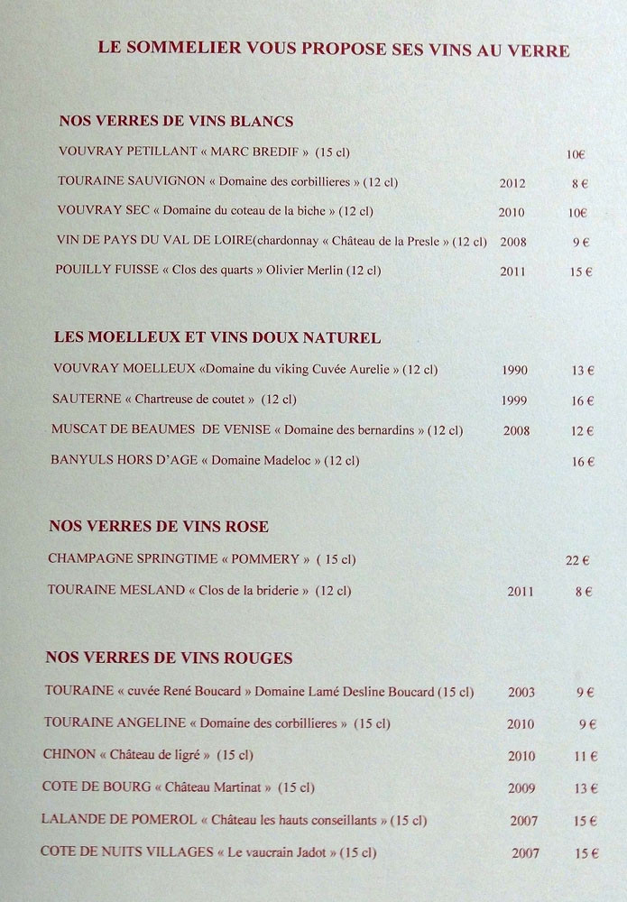 Vins au verre