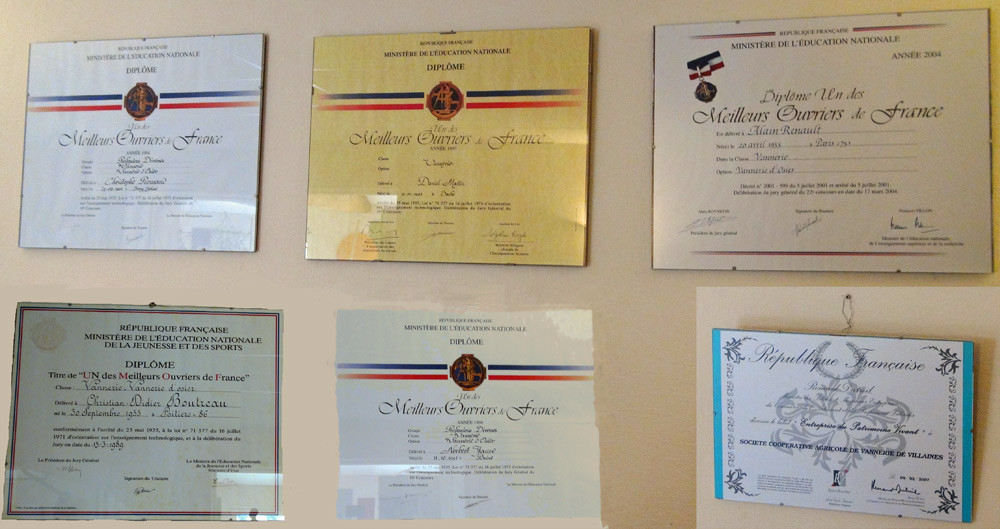 Les diplômes des 5 MOF