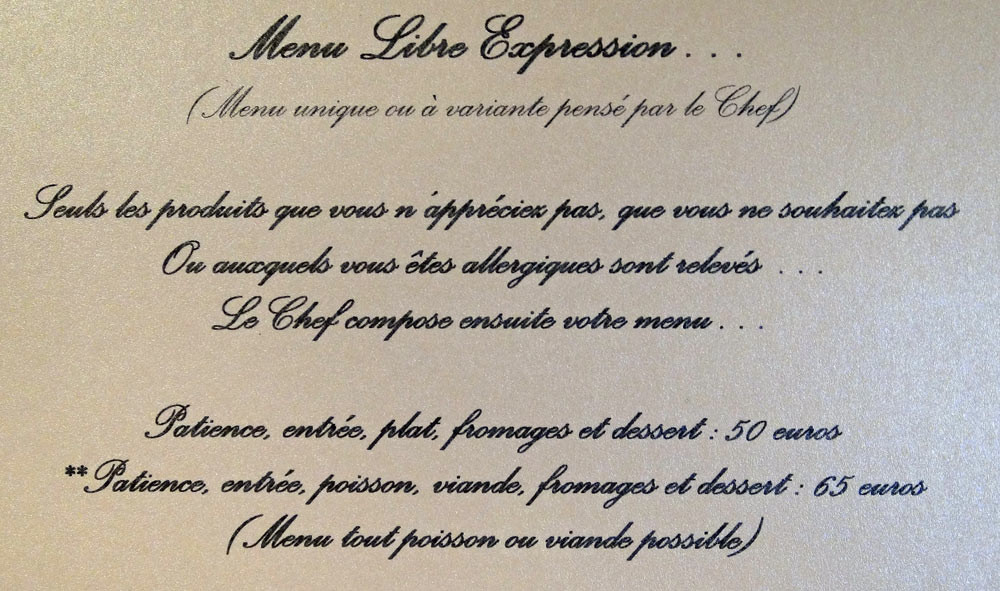 Menu libre expression