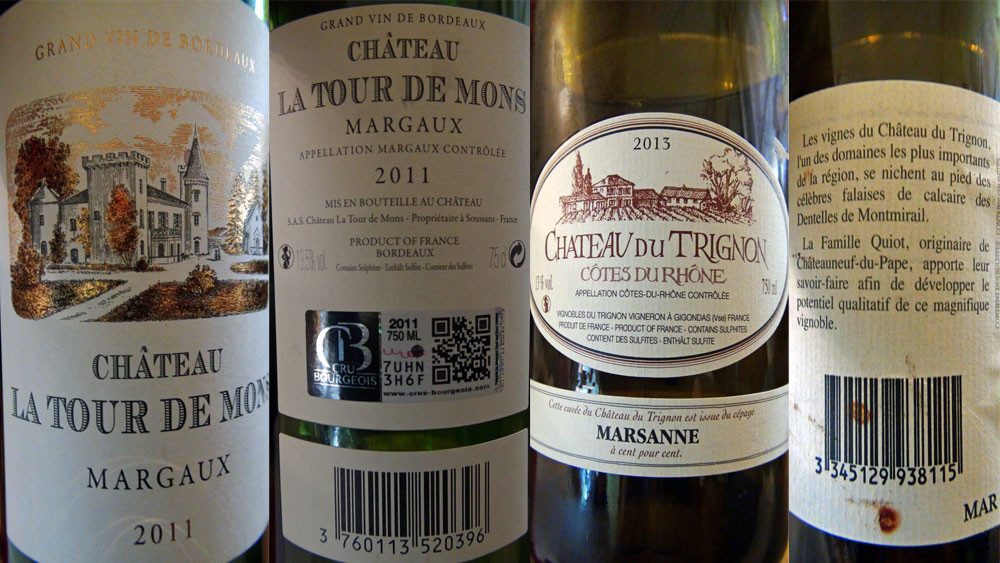 Margaux 2011 "La Tour de Mons" - Côtes du Rhône blanc 2013 château du Trignon,