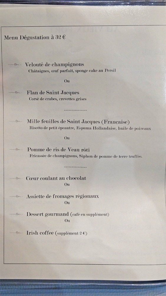 Menu dégustation en 3 plats pour 32 € 00