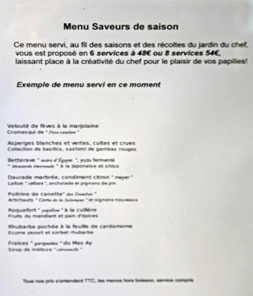Menu Saveurs de saison (un peu flou ...)