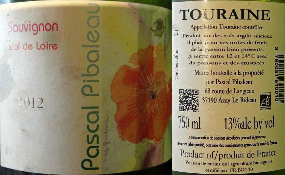 Touraine Sauvignon 2012 de Pascal Pibaleau