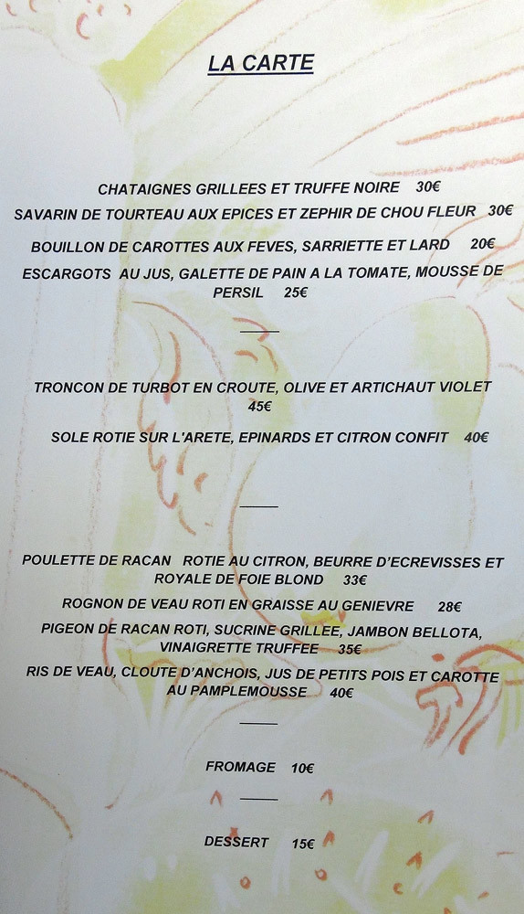 Plats à la carte