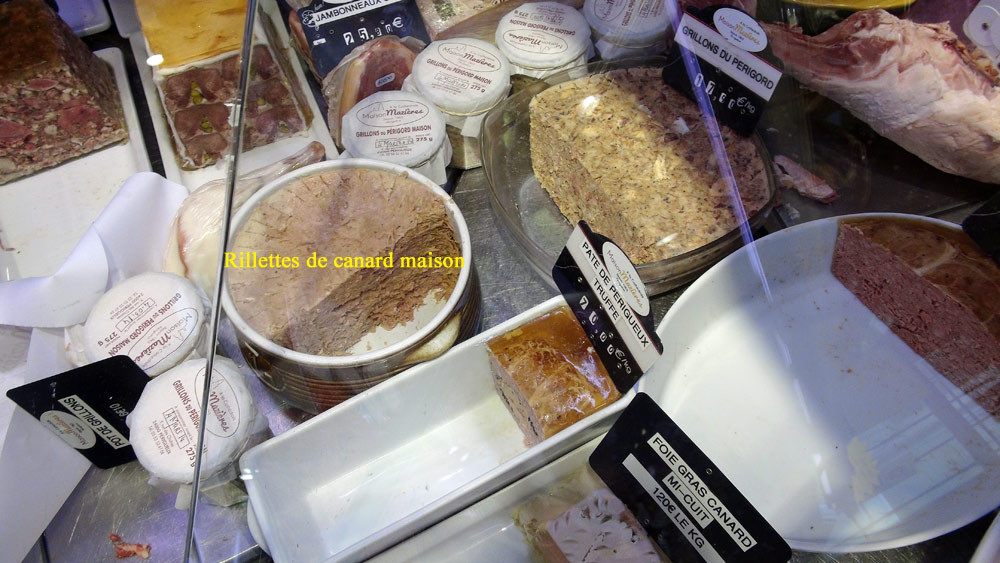 Rillettes de canard, Grillons du Périgord, Pâté de tête, Foie gras de canard mi-cuit, Jambonneau, Pâté de Périgueux truffé ...