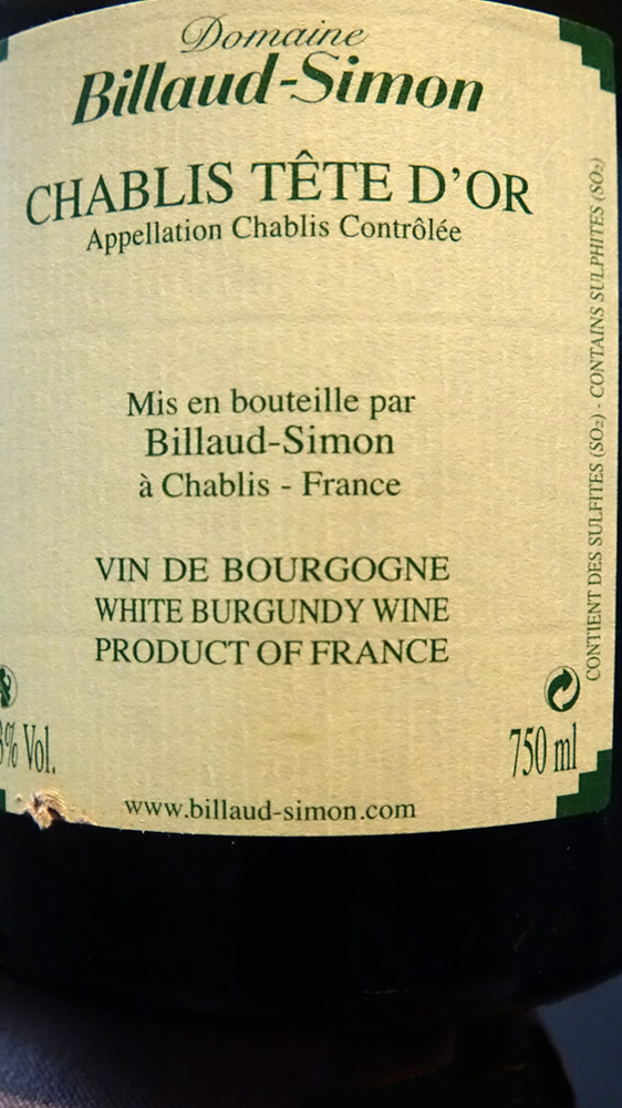 Chablis 2014 "Tête d'Or - Billaud-Simon