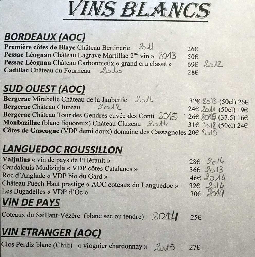 Vins blancs