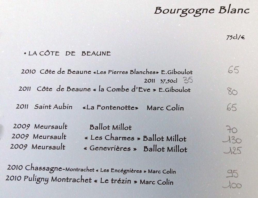 Vins de Bourgogne blancs
