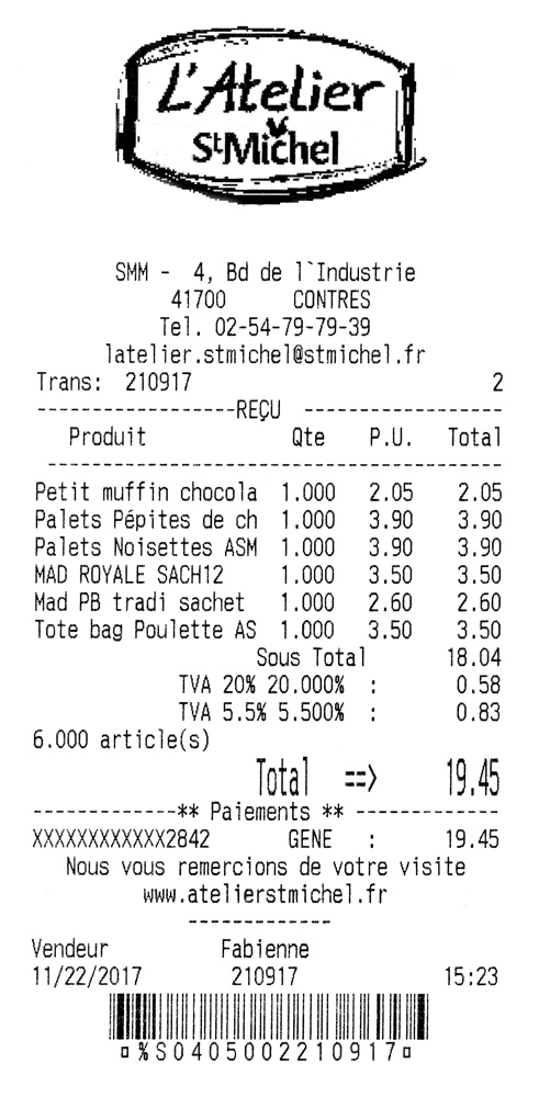 Ticket d'achats