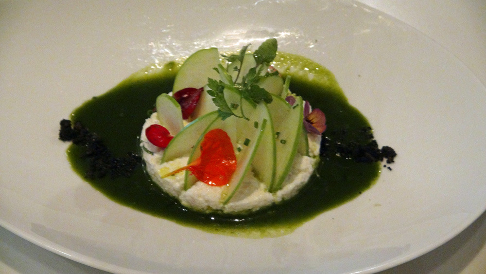 Breuil de brebis et grany smih, gaspacho doux d’herbes fraiches 