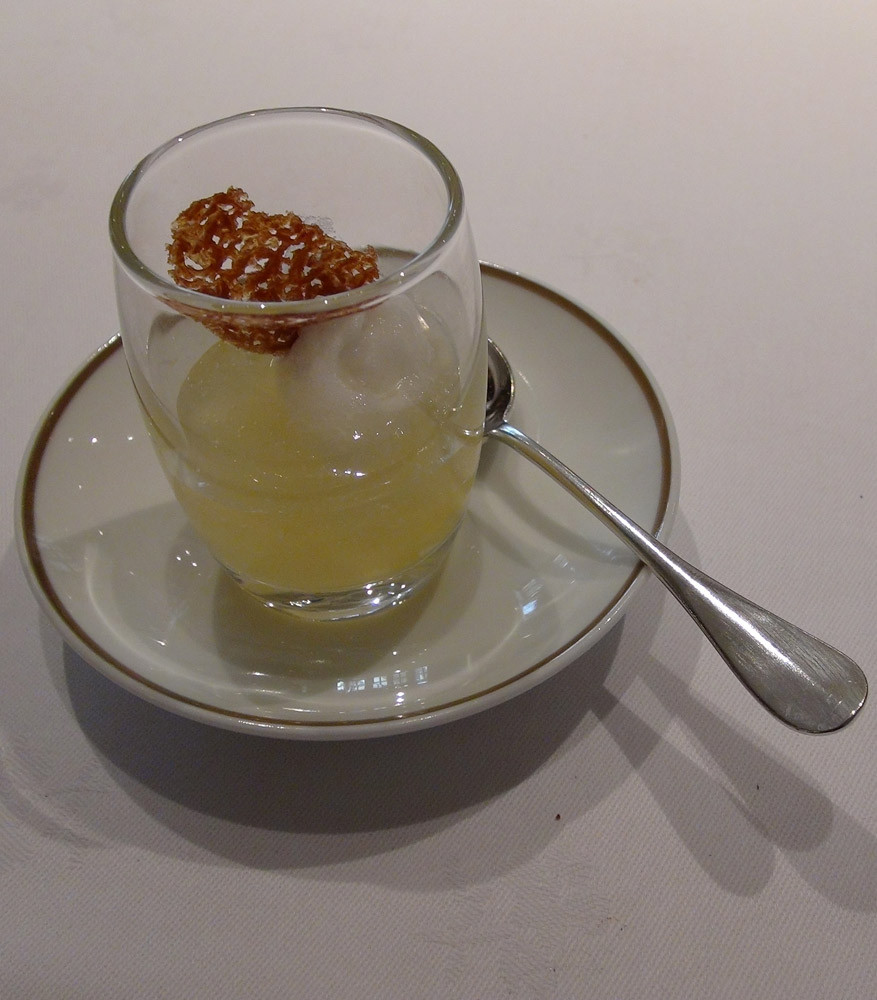 Sorbet à la fleur de sureau, gelée d'agrumes