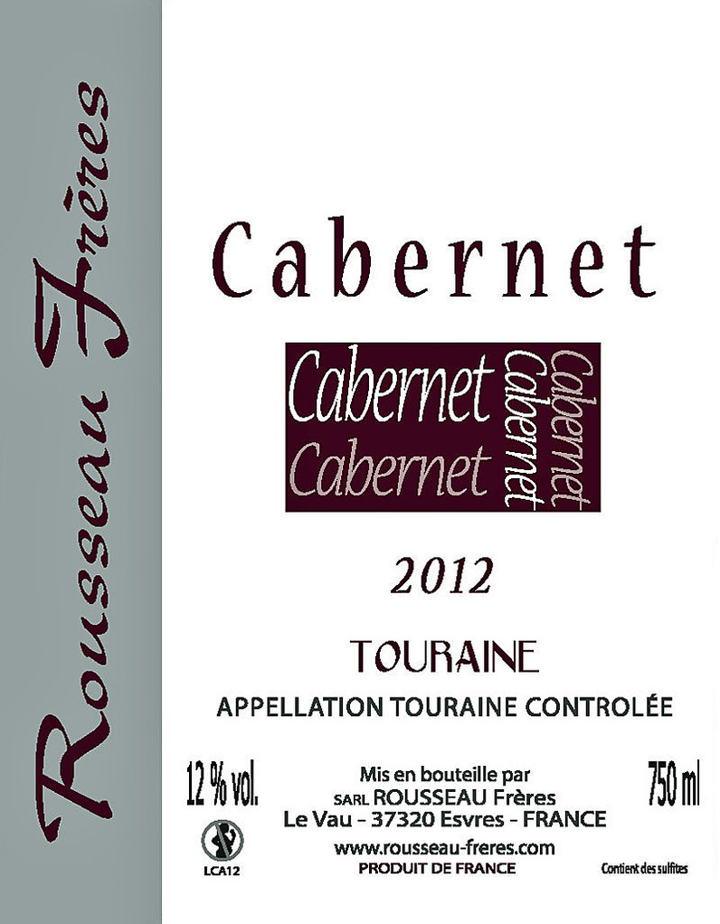 Étiquette Cabernet 2012 - Source : site des frères Rousseau