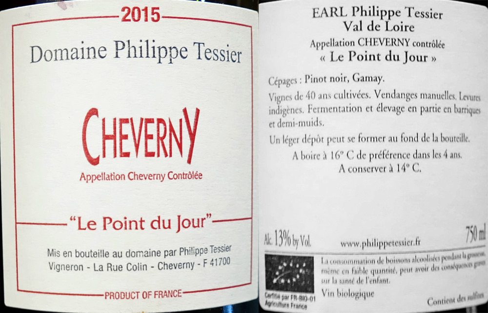 Vin choisi par mon épouse après avoir délaissé l'Exilé 2015 de Bertand Jousset, trop levuré