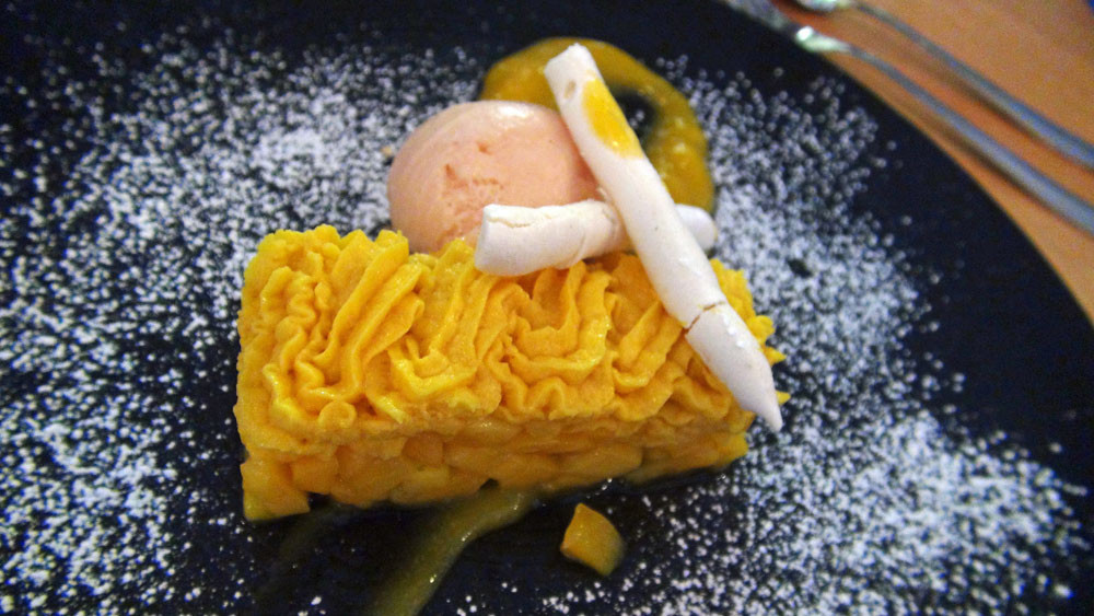 Fraîcheur de mangue, cardamome et citron vert, glace ylang-ylang 