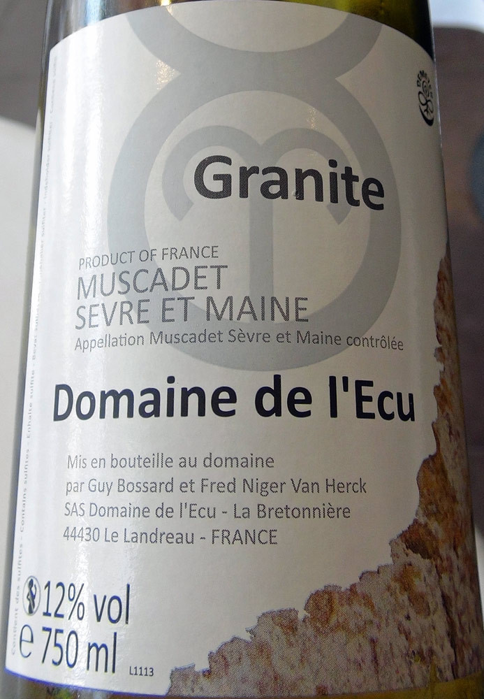 Muscadet Sèvre et Maine 2010 Granite - Domaine de l'Ecu (Bossard & Niger Van Herck)