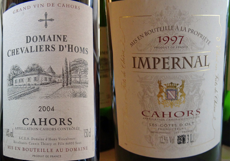 Cahors du Domaine Chevaliers d'Homs 2004 & Impernal 1997 des Caves d'Olt