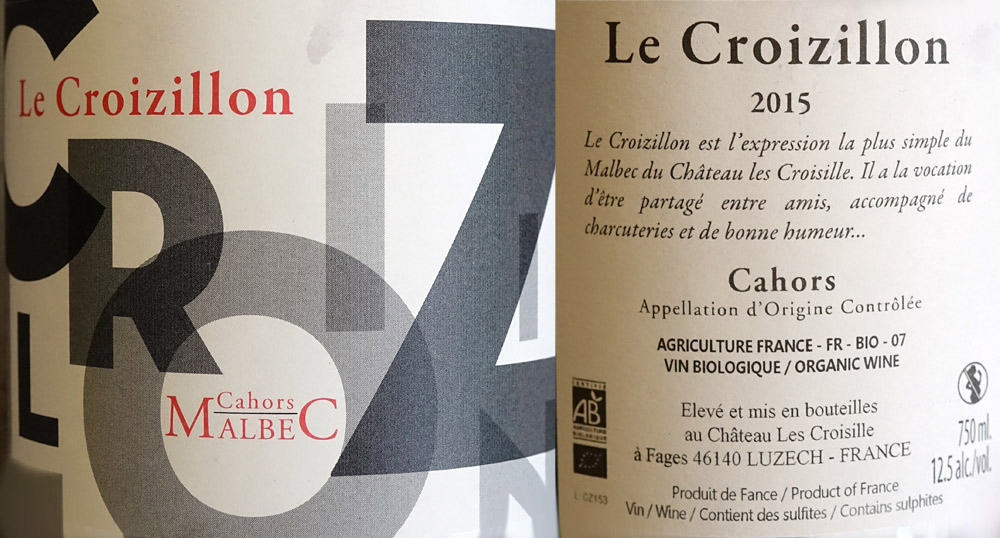 AOC Cahors Le Croizillon 2015 