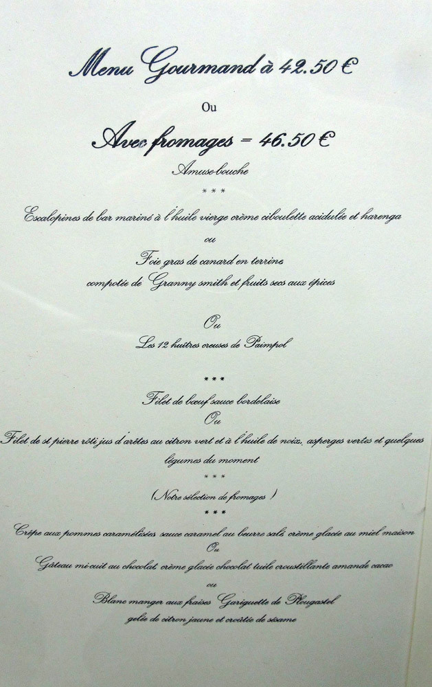 Menu "Gourmand"