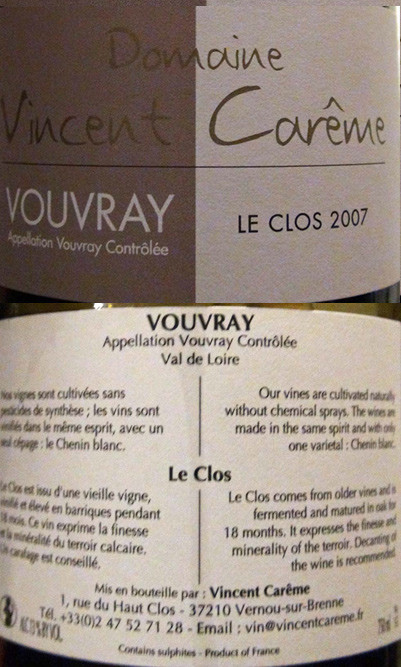 Vouvray sec tendre "Le Clos" 2007