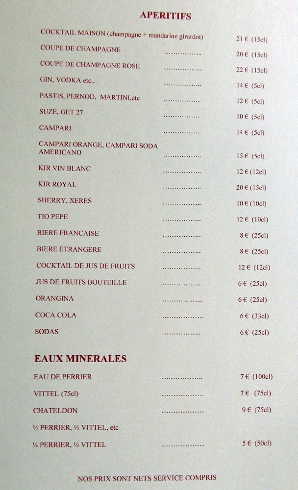 Apéritifs & eaux minérales