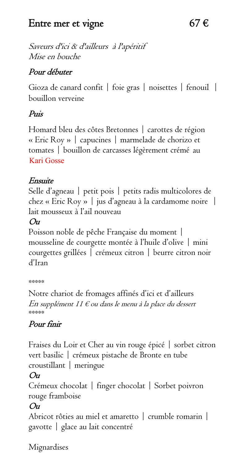 Notre menu