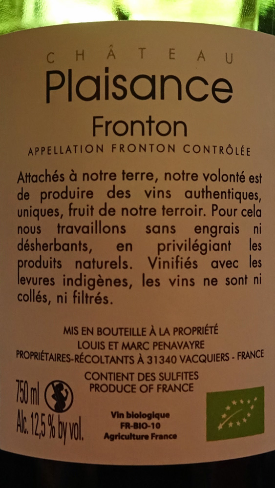 Le Fronton, étiquette recto