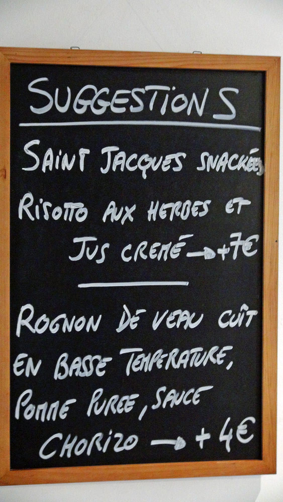 Le menu du jour
