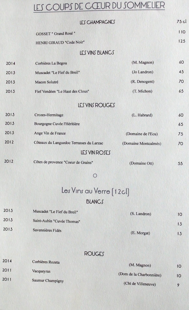 Carte des vins : coups de coeur du sommelier